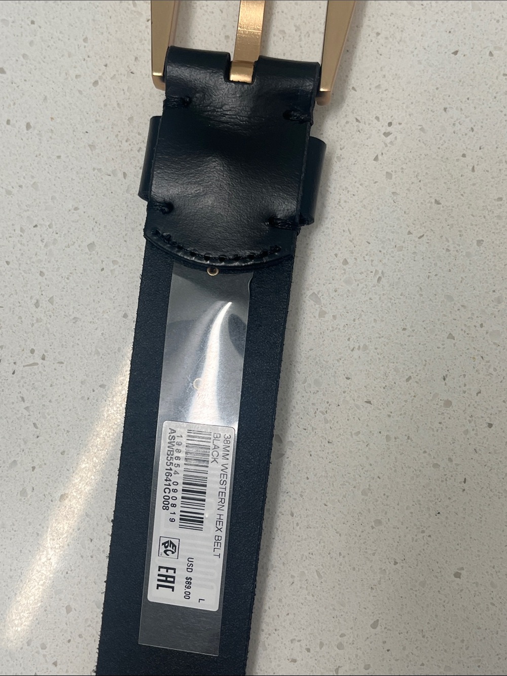 All Saints Western Hexagon Buckle Leather Belt - Picture 9 of 11